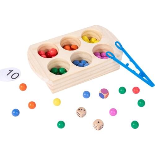 Fine Motor Skills Toys Multicolor Clip Bead for Toddlers and Kids Color Sorting Toy with 10 Cards & 3 Dices