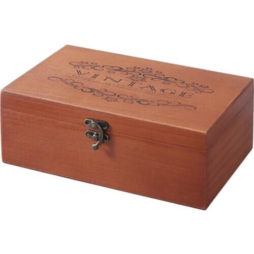 Creative Zakka retro wooden storage box office desk jewelry cosmetic finishing box lock flap wooden box storage box organizer