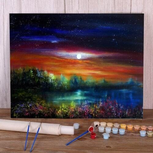 Natural Scenery Below The Stars Coloring By Numbers Painting Kit Acrylic Paints 50*70 Picture By Numbers Photo Handiwork
