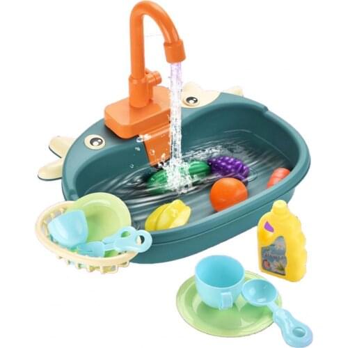 14Pcs/Set Dishwasher Toy Set Educational Electric Calf Dishwasher Dollhouse Miniature Kitchen Toy Kit for Decoration