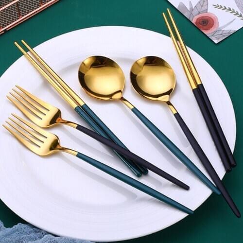 Portable Travel Tableware Set Stainless Steel Dinnerware With Box Kitchen Fork Spoon Dinner Set Gift For Kid School Cutlery