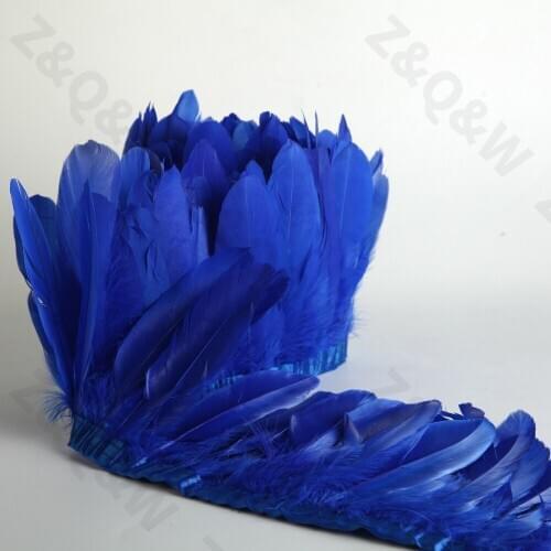 Natural goose feathers are made of 2 meters of cloth and dyed into blue color diy feather skirt and shawl stage wings decoration