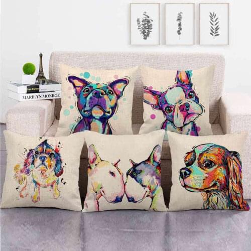 Painted Dog Series Cushion Cover Leisure Home Sofa Pillow Case Comfortable Golden Retriever Shiba Inu Shapi Hugging Pillow Case