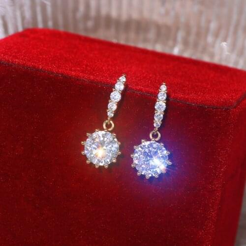 New Shiny Clear Crystal Zirconia Earrings for Women Classic Water Drop Dangle Earrings Brincos Bride Wedding Jewelry Accessories