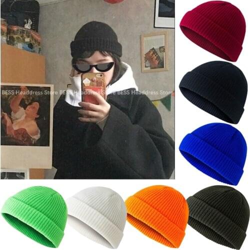 Autumn Winter Knitted Hats For Women Knitted Stretchy Cap Men Beanie Hat Solid Color Caps Casual Beanies Girl Warmer Bonnet Hats