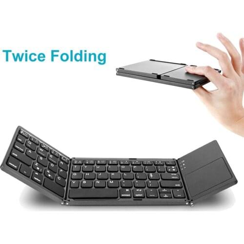 New Portable Mini Three Folding Bluetooth Keyboard Wireless Foldable Touchpad Keypad For Windows IOS Android