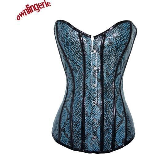 Sexy corsets snake PU Leather steampunk corselet gothic clothing waist lingerie slimming party corsets