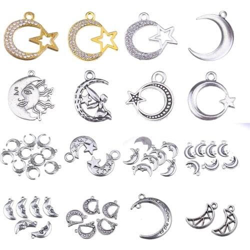 Wholesale Multiple Style Moon And Star Charms Fashion Jewelry Handmade Pendant Necklace Making Findings DIY Supplies Accessories