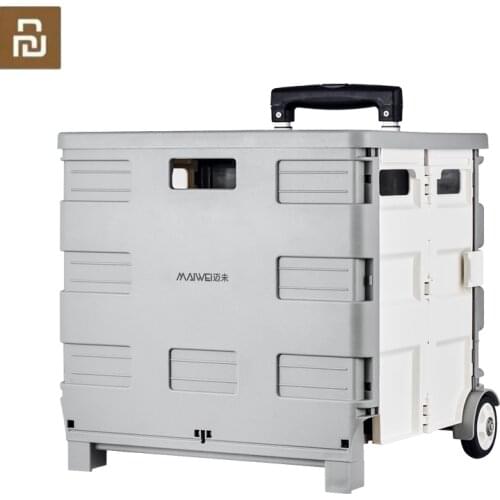 XiaoMi Metal tie rod Folding Storage Box With Wheel Travel Trolley Case Household Car Organizing Toy Storage Folding Box trolley