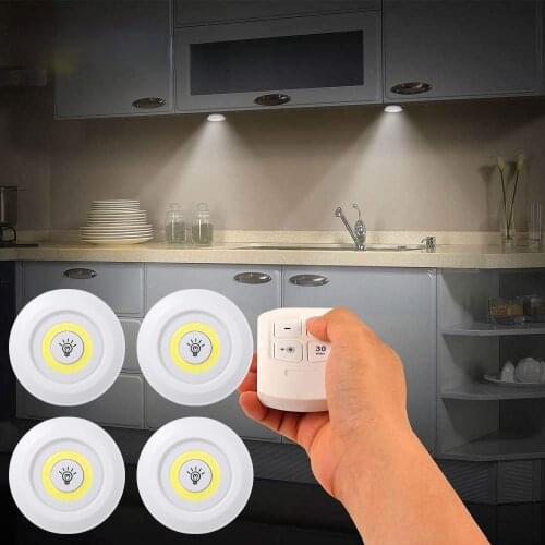 Super Bright Cob Under Cabinet Light 3W LED Remote Control Dimmable Wardrobe Night Lamp for Home Bedroom Closet Kitchen Toilet