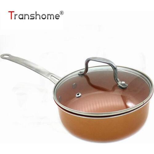 Transhome 20cm Copper Ceramic Coated Cookware Pan Nonstick With Induction Compatible Dishwasher Safe Oven Sauce Pams For Baby