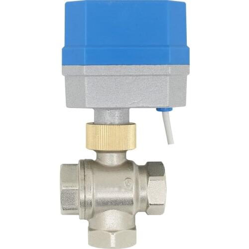 AC220V/24V DC12V/24V 3 way motorized ball valve brass electric ball valve DN15 electric actuator 180 degree turn
