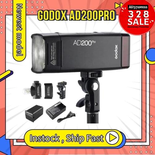Godox AD200Pro Outdoor Flash Light 200Ws TTL 2.4G 1/8000 HSS 0.01-1.8s Recycling with 2900mAh Battery