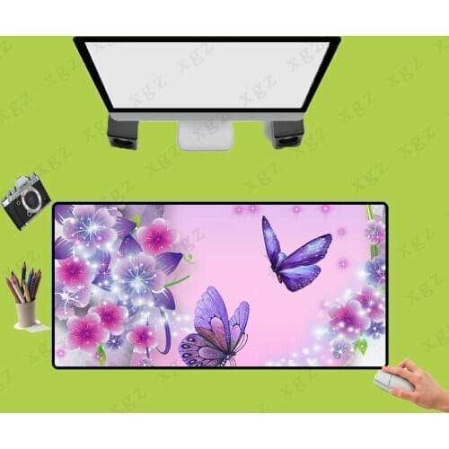 XGZ High Quality Beautiful Purple Butterfly Non-Skid Rubber Pad Professional Computer Keyboard Table Mat Mouse Pad Gamer XXL