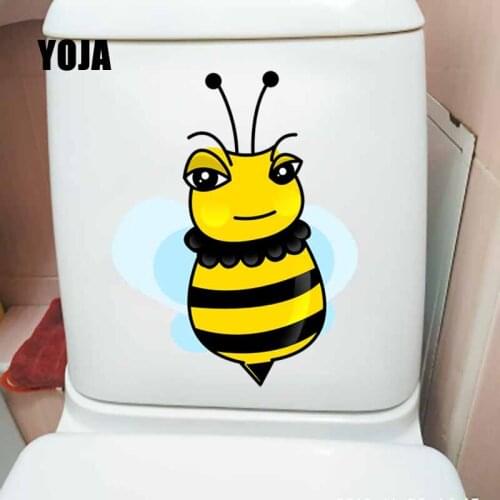 YOJA 17.6X22.6CM Funny Wall Sticker Living Room Home Decor Toilet Decal Intereting Cartoon Bee T5-0830