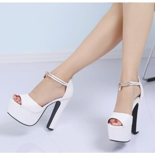 Women Sandals 14CM Thick High Heels Platform Gladiator 2020 New Summer Fashion Waterproof Shoes Flock ZIP Party shoes women 2020