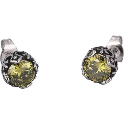 Vintage Stainless Steel Zircon Stud Earrings for Women Fashion Geometric Punk Female Ear Jewelry Retro Accessories Gift SP0788