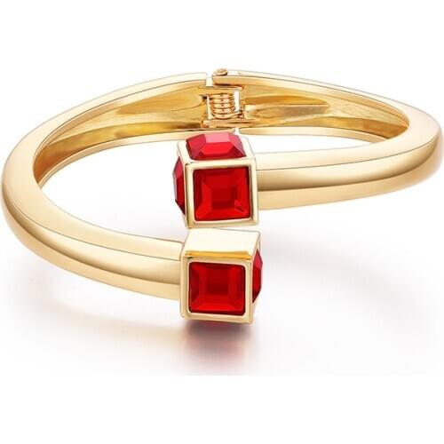 Fashion Charm Bangles Opening Adjustable Womens Geometric Square Crystal Charm Open Bangles & Bracelets