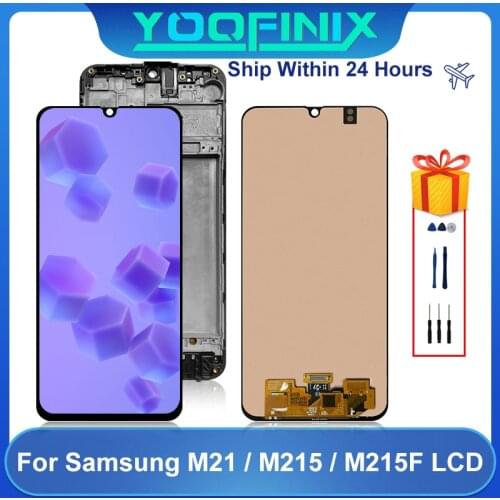 "6.4" AMOLED For Samsung Galaxy M21 LCD SM-M215F M215F/DS M215 Display LCD Touch Screen Digitizer Display Replacement Parts
