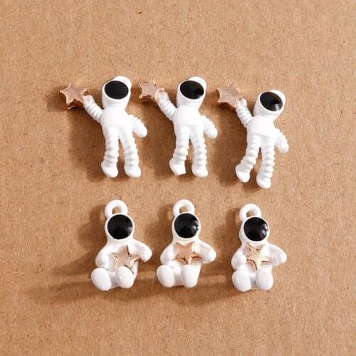 10pcs Enamel 2 Styles Astronaut Stars Charms for DIY Bracelets Pendants Necklaces Handmade Jewelry Finding Accessories