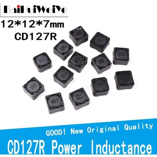 10Pcs/Lot Power Inductance CD127R CD127 Shielded inductor SMD Inductor 12*12*7mm 2.2/3.3/4.7/6.8/10/15/22/33/47/68/100-680UH