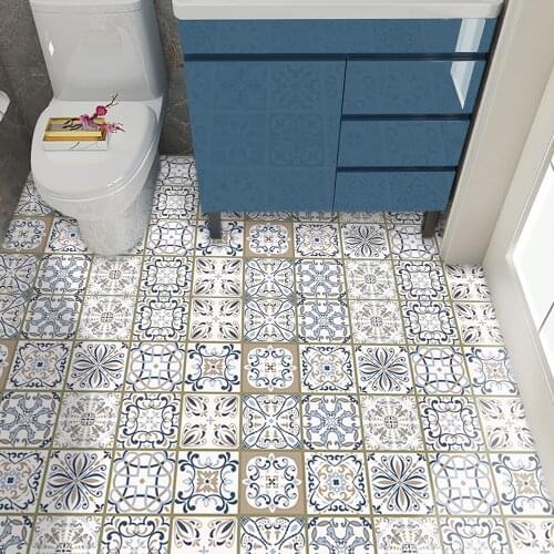 10pcs Bohemian Style Matte Surface Wall Sticker Film For Tiles /Ground in Kitchen Bathroom Floor Peel & Stick Art Wall Decals