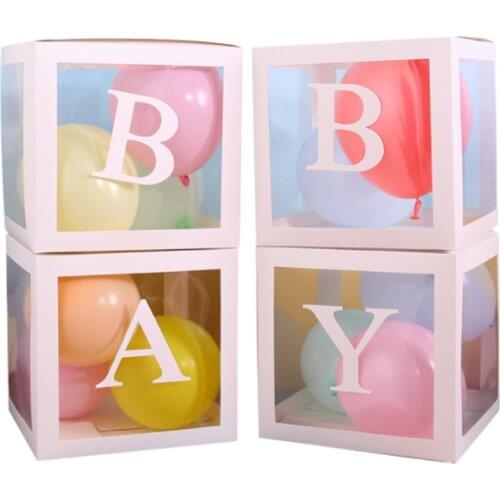 4pcs Per Set 12 inch Baby Shower Wedding Valentine Boy Girl Birthday Party Transparent Latex Balloon Decor Box 30*30cm