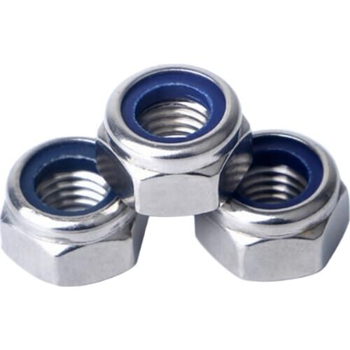 5/50pcs M2 M2.5 M3 M4 M5 M6 M8 M10 M12 M16 304 Stainless Steel Hex Hexagon Nylon Insert Lock Nut Self locking Nylock Nut Locknut