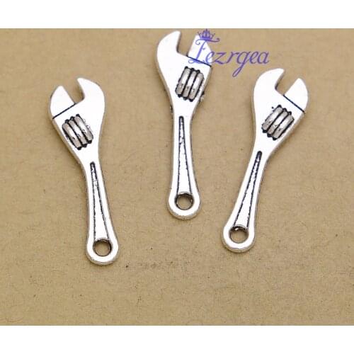50pcs/lot--24x8mm, Antique silver plated Wrench Charms,DIY supplies,Jewelry accessories