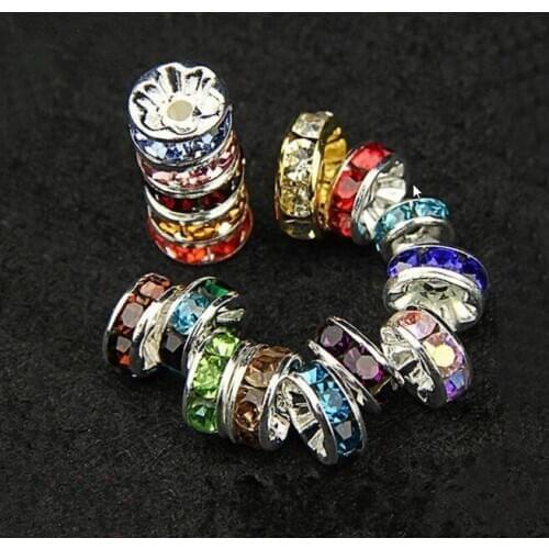 6mm 8mm 10mm 12mm 200pcs/lot white Clear mixed multicolor Czech glass Spacer Beads round Metal silver Plated DIY v3636 crystal