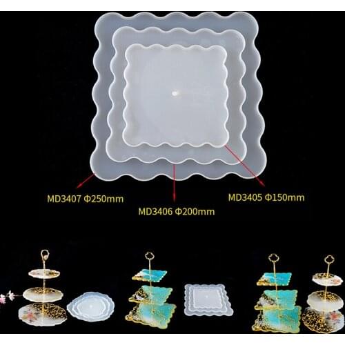 DIY Three-Layer Fruit Tray Epoxy Resin Mold Transparent Fruit Dish Tea Tray Silicone Mold Coaster Resin Mold Desktop Decoration