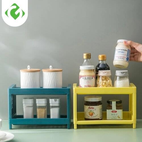 Double-layer desktop storage rack layered bathroom organizer kitchen spice rack countertop multifunctional storage rack GY