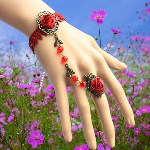 European And American Fashion Retro Handmade Jewellery Lace Rose Crystal Wrist Bracelet For Women Masquerade Ball Free Shipping