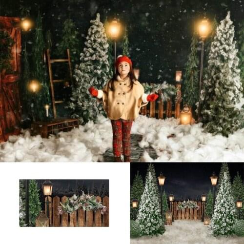 Snow Christmas Trees Backdrop Photography Background Children Family Party Decor Photo Studio Props