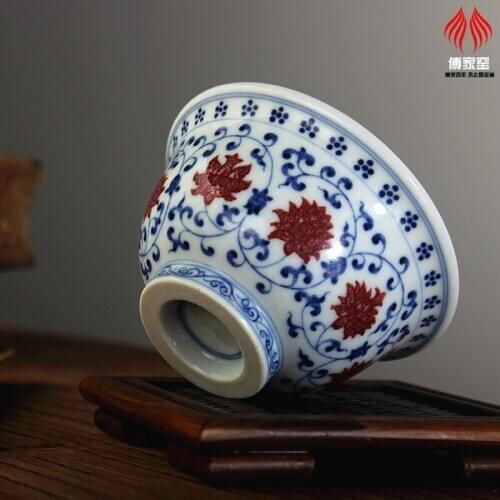 Fujiayao blue and white underglaze red pressing hand replica of ancient Jingdezhen ceramics