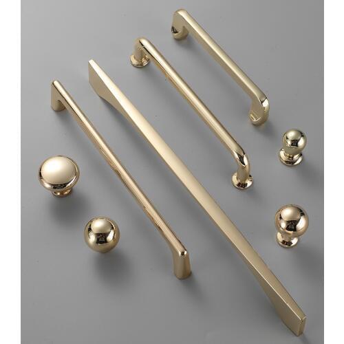 JD Zinc Alloy Bright Gold Cabinet Pulls Light Luxury Stylish Kitchen Handles for Furniture Drawer Knobs Cabinet Hardware