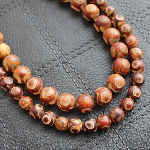 Brown 3eyes Dzi Aga Round beads 15inch/38cm ,For Jewelry making, can mixed wholesale