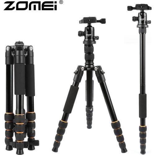 ZOMEI lightweight Portable Q666 Professional Travel Camera Tripod Monopod aluminum Ball Head compact for digital SLR DSLR camera