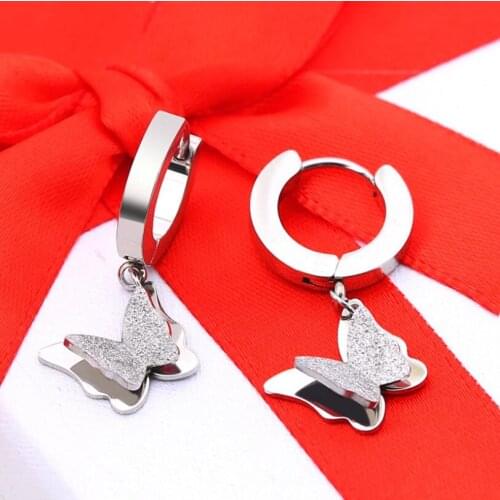 Hot Cute Butterfly Womens Earrings Gold Silver Color Flying Animal Stud Earrings Sweet Girls Stainless Steel Fine Jewelry Gift