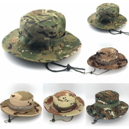 Mens Womens Sun Hat Unisex Bucket Hats Boonie Hunting Fishing Outdoor Wide Brim Safari Camo Sun Cap Sunhat