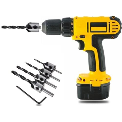 4Pcs 3mm-6mm HSS Countersink Drill Bit Set Reamer Woodworking Chamfer Drill Counterbore Pliot Hole Cutter Screw Drill Tool