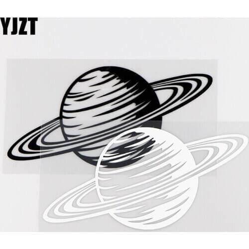 YJZT 15.5X7.7CM Cartoon Planet Saturn Space Theme Car Sticker Vinyl Decals Black / Silver 10A-0163