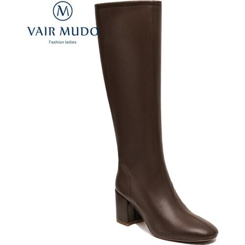 2020 New Winter Knee-High Boots Fashion Shoes Women Black White Brown Elegant Winter Boot Lady High Quality Thick Heel ZT79L