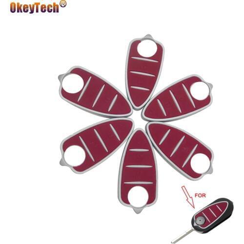 OkeyTech 3 Button Filp Floding Key Fob Shell Silicone Rubber Pad For Alfa 159 Mito Giulietta Button Pad Remote Key Case for Car
