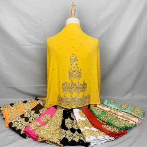 12/pcs Wholesale Order African Women Nigeria Dubai Scarf Cotton Lace Beads Embroidery Dubai Islamic Muslim Scarf for Shawls