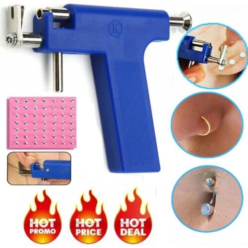 Body Jewelry Piercing Gun With Ear Stud Tools Ear Nose Navel Belly Piercing Tool Disposable Sterile Gun With 98pcs Ear Studs Kit