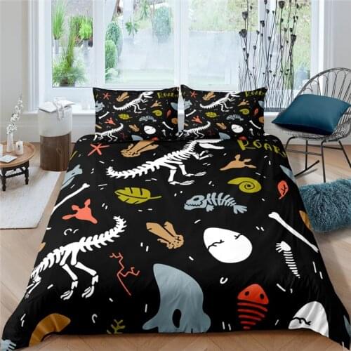 Luxury 3D Dinosaur Printed 2/3Pcs Kids Bedding Set Comfortable Duvet Cover Pillowcase Home Textile Queen and King EU/US/AU Size