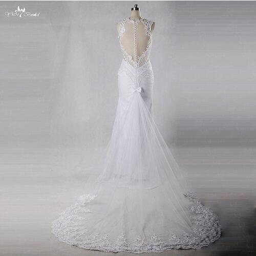 RSW954 Yiaibridal Real Job Photos Sleeveless Illusion Top Mermaid Wedding Dress Lace