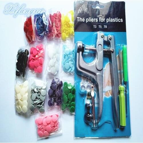 Hand press pliers + 150 sets of T5 plastic resin snap buttons sewing machine sewing tools