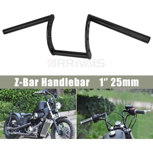 25MM Motorcycle Handlebars 1" Bobber Chopper Cruiser Handlebar Z Bar for Harley 883 XL1200 48 Honda Yamaha Suzuki Victory